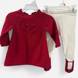 First Impressions Red Heart Knit dress and pants